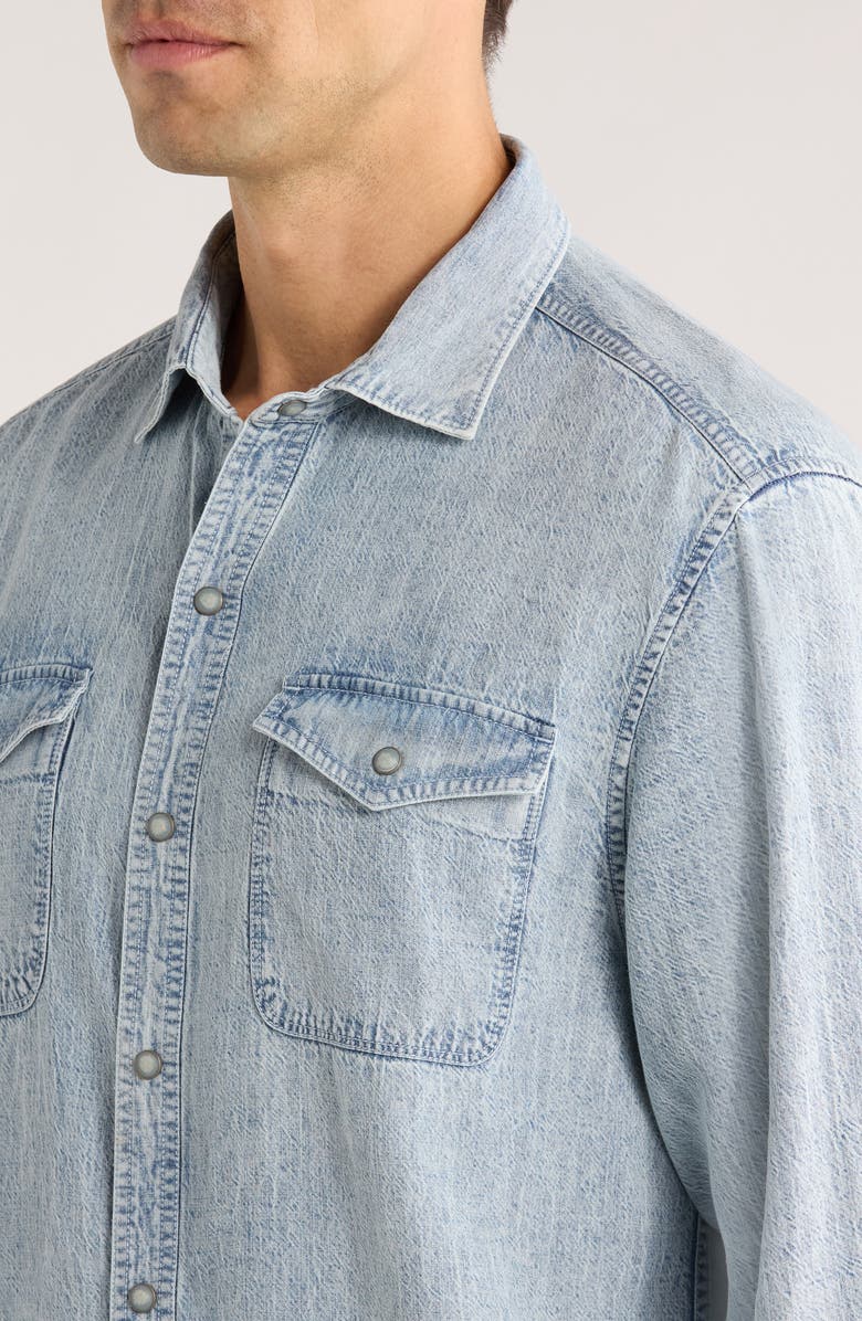 Tommy Bahama Go West Lyocell & Linen Snap-Up Western Shirt, Alternate, color, Light Indigo