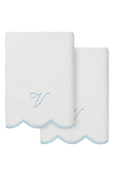 Scallop Personalized Monogram 2-Piece Hand Towel Set