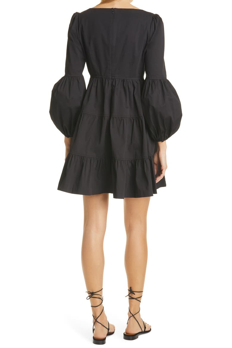 Rose Long Sleeve Babydoll Dress, Alternate, color, BLACK