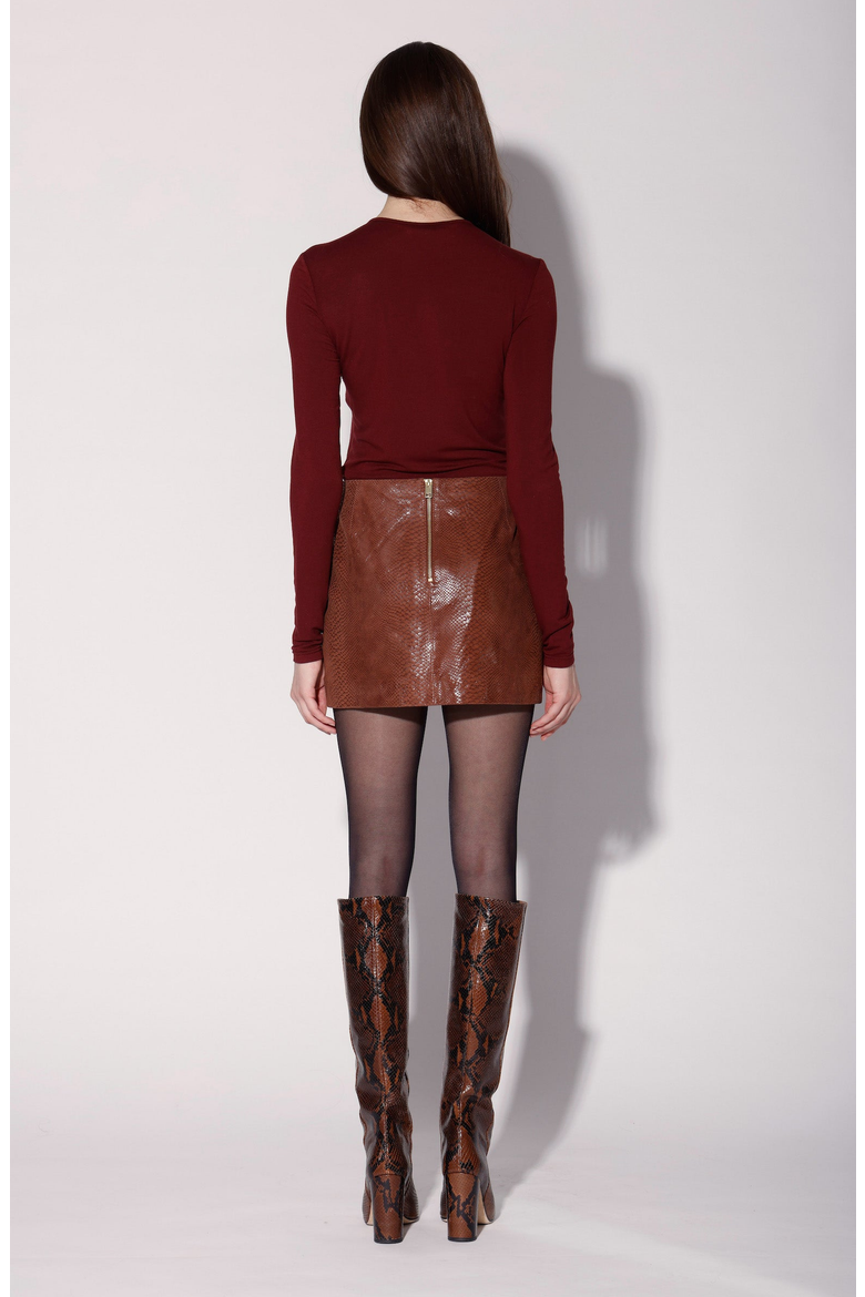 Lana Skirt, Alternate, color, Clay Snake Suede