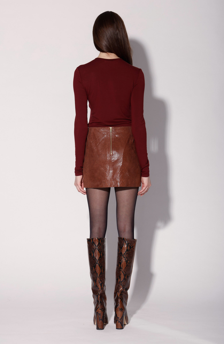 Walter Baker Lana Skirt, Alternate, color, Clay Snake Suede
