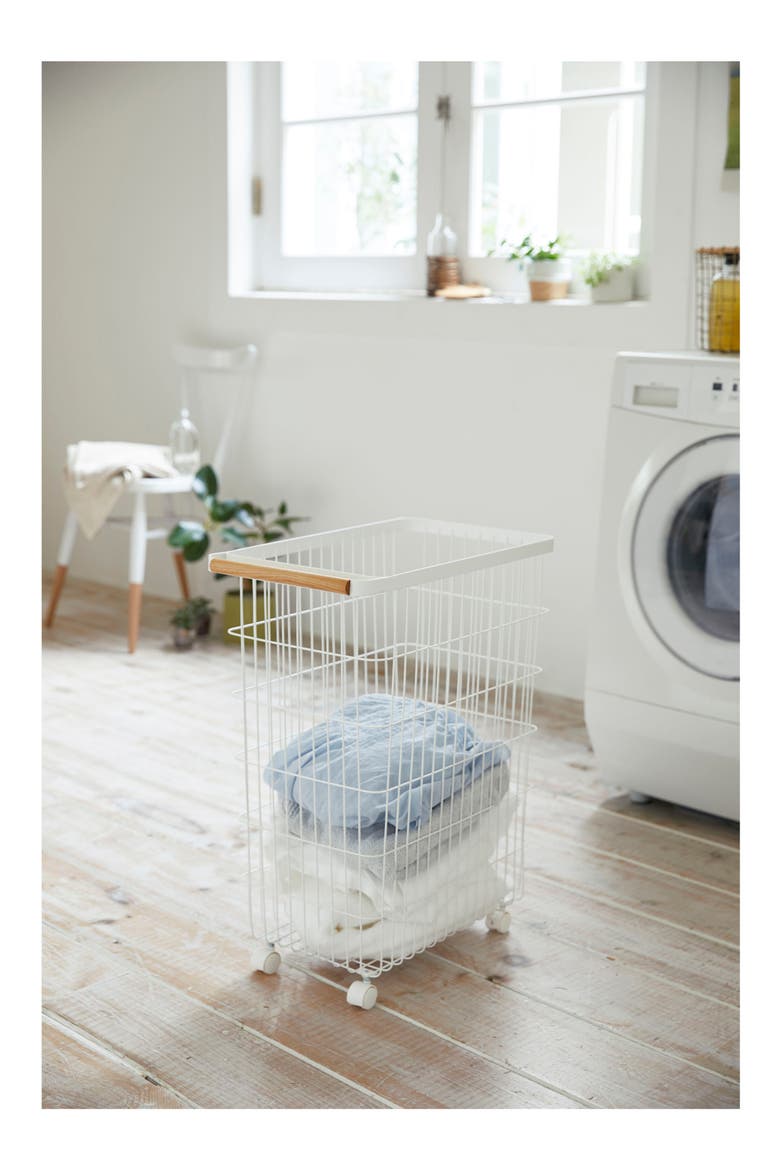 Slim Rolling Laundry Hamper, Alternate, color, WHITE