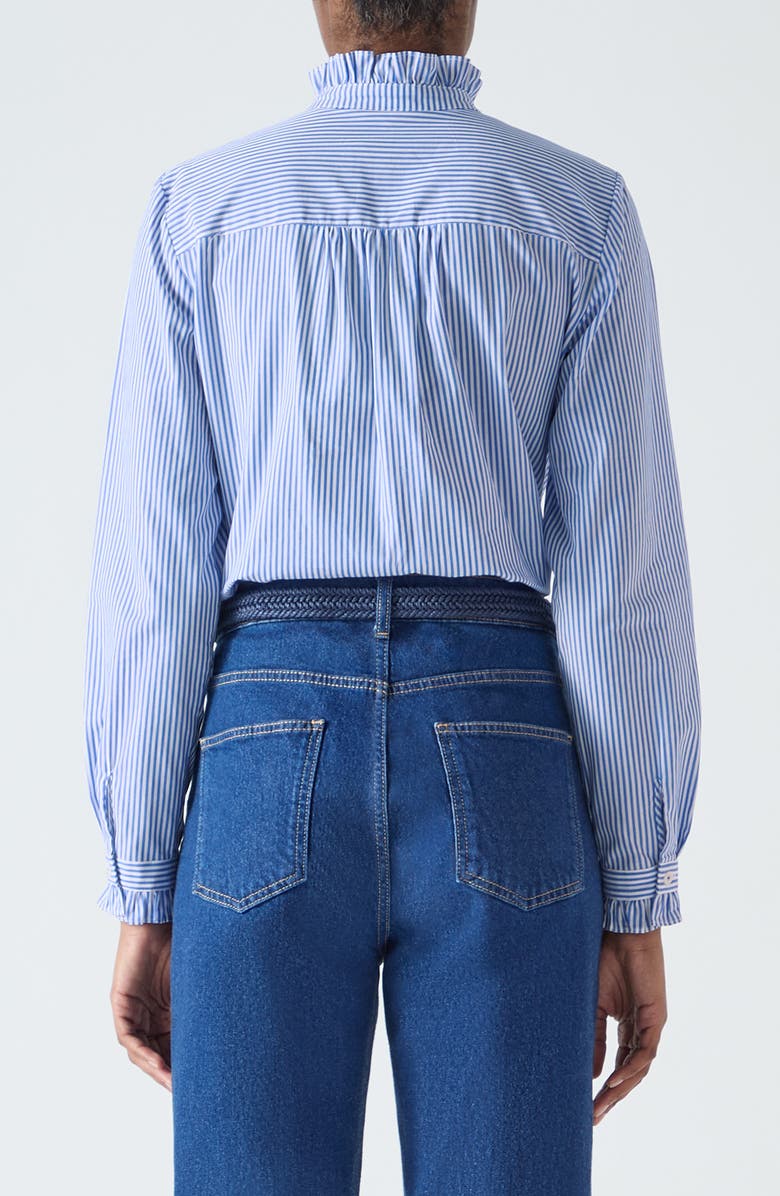 LK Bennett Emile Stripe Ruffle Half-Button Shirt, Alternate, color, 