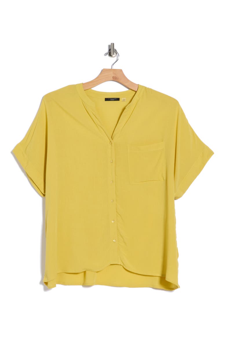 Elbow Sleeve Button-Up Shirt, Alternate, color, ANJOU PEAR