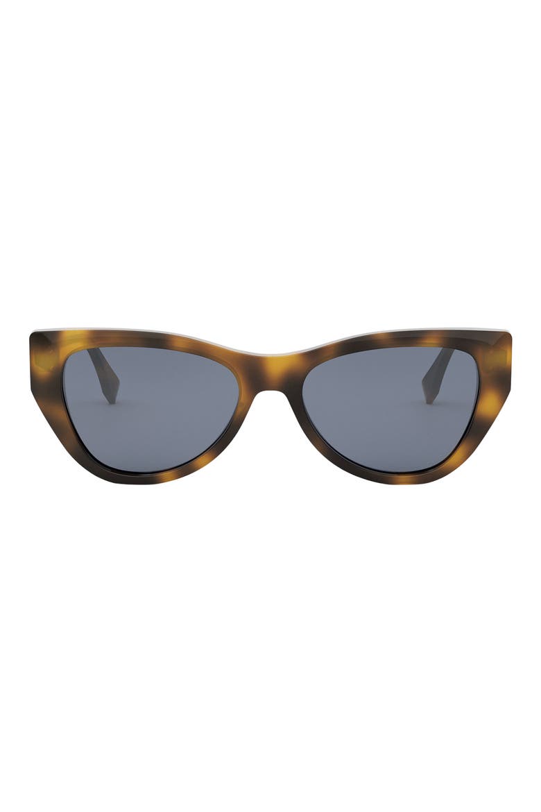 'Fendi Diamonds 54mm Cat Eye Sunglasses, Main, color, BLONDE HAVANA / BLUE