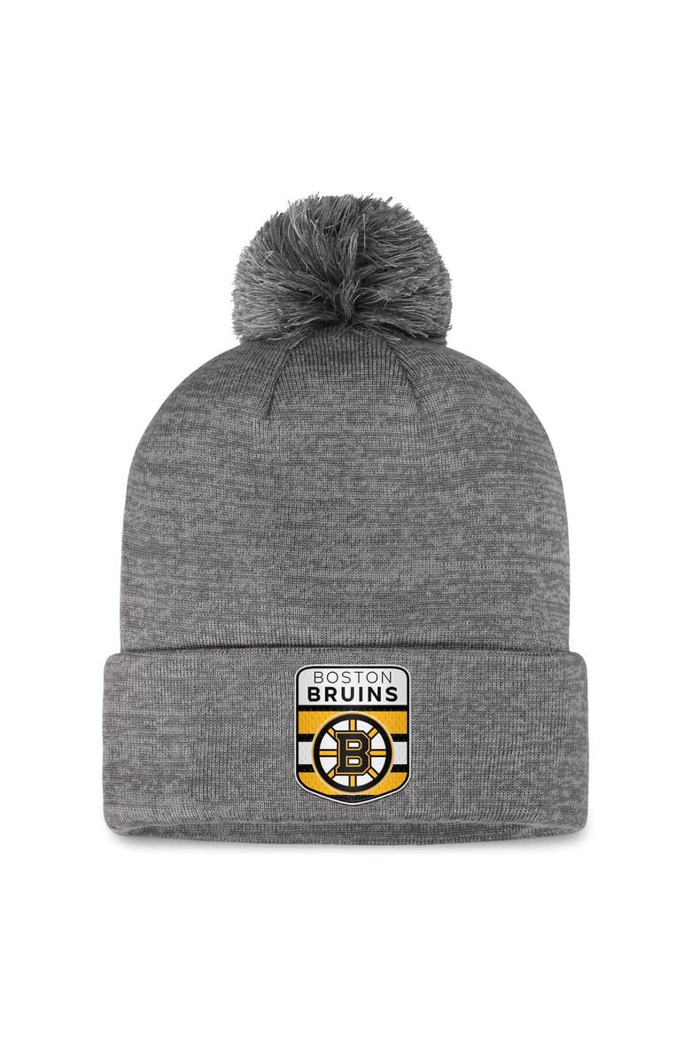 Men's Fanatics Branded  Gray Boston Bruins Authentic Pro Home Ice Cuffed Knit Hat with Pom, Main, color, Gray