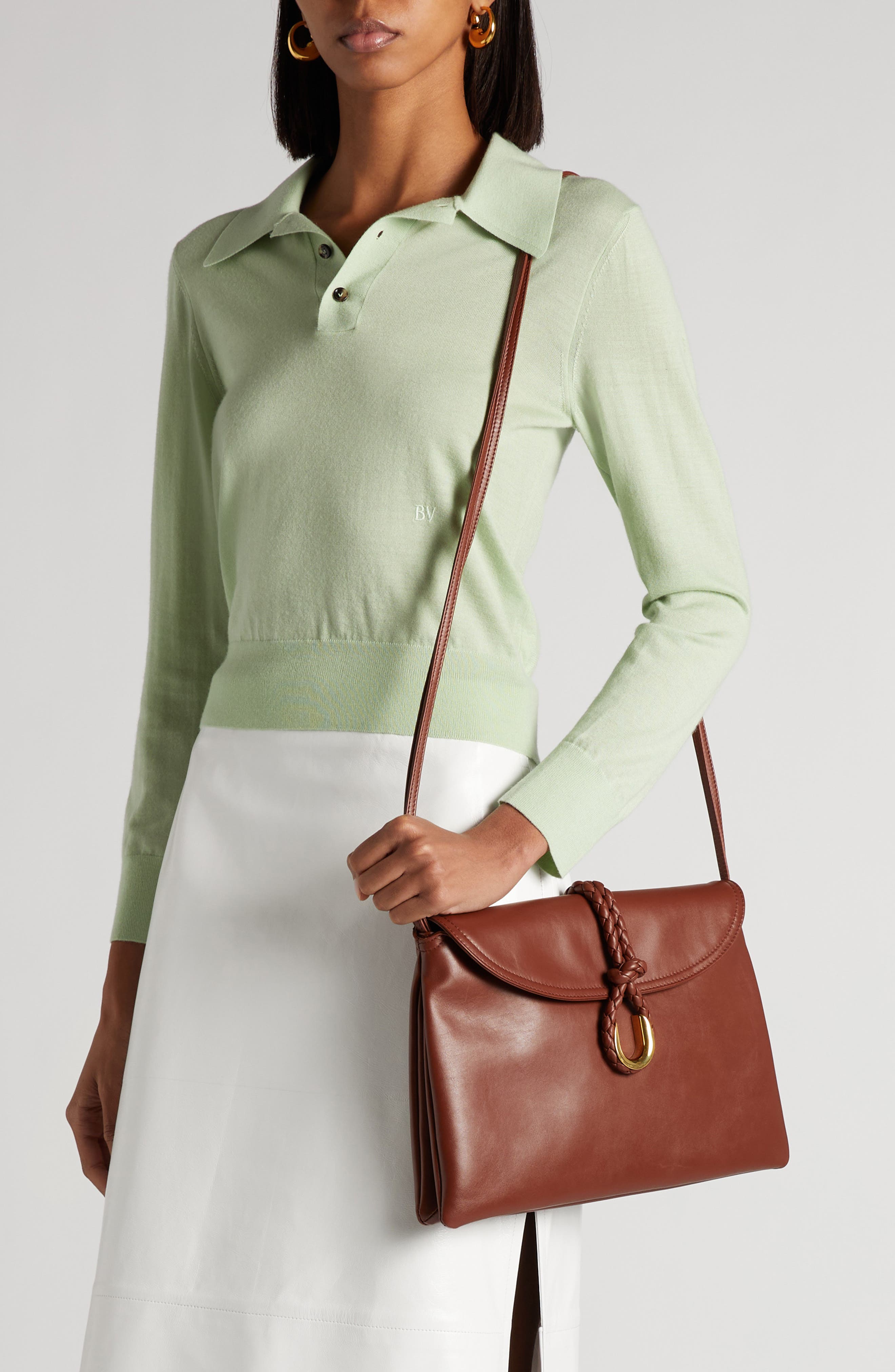 Bottega Veneta Medium Liberta Leather Shoulder Bag, Alternate, color, 2506 Sapele-Muse Brass