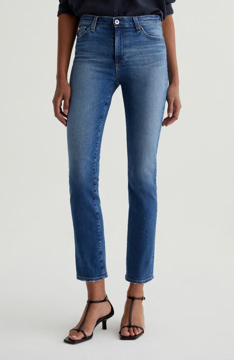 Mid Rise Slim Straight Jeans