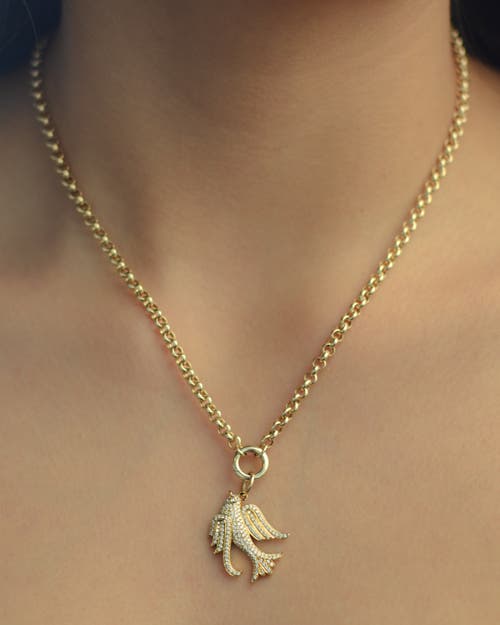 LIONHEART LIONHEART 14K GOLD LOVEY BABY BIRD ROLO NECKLACE 