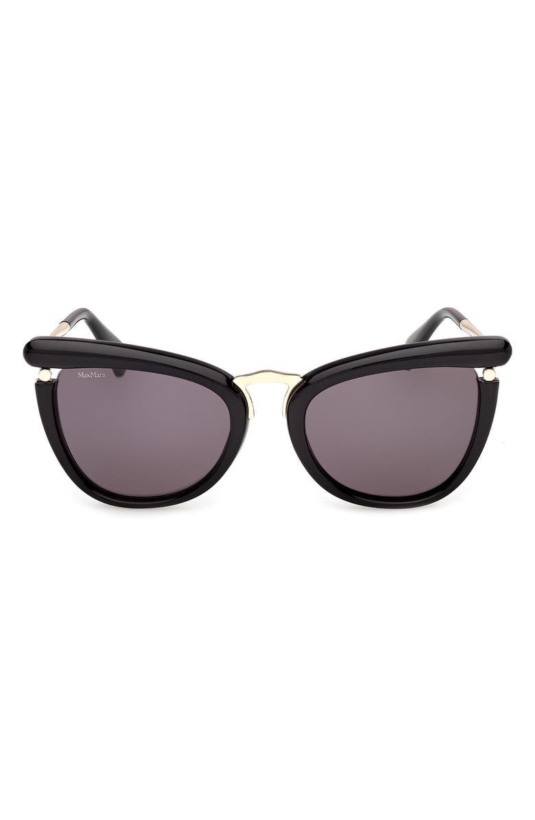 Max Mara 55mm Cat Eye Sunglasses, Main, color, Black / Pale Gold / Smoke