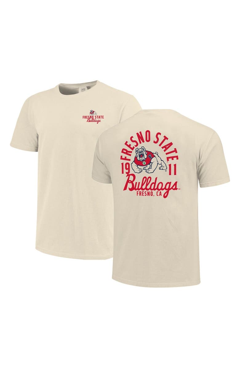 IMAGE ONE Men's Cream Fresno State Bulldogs Comfort Colors Mascot Overlay T-Shirt, Alternate, color,