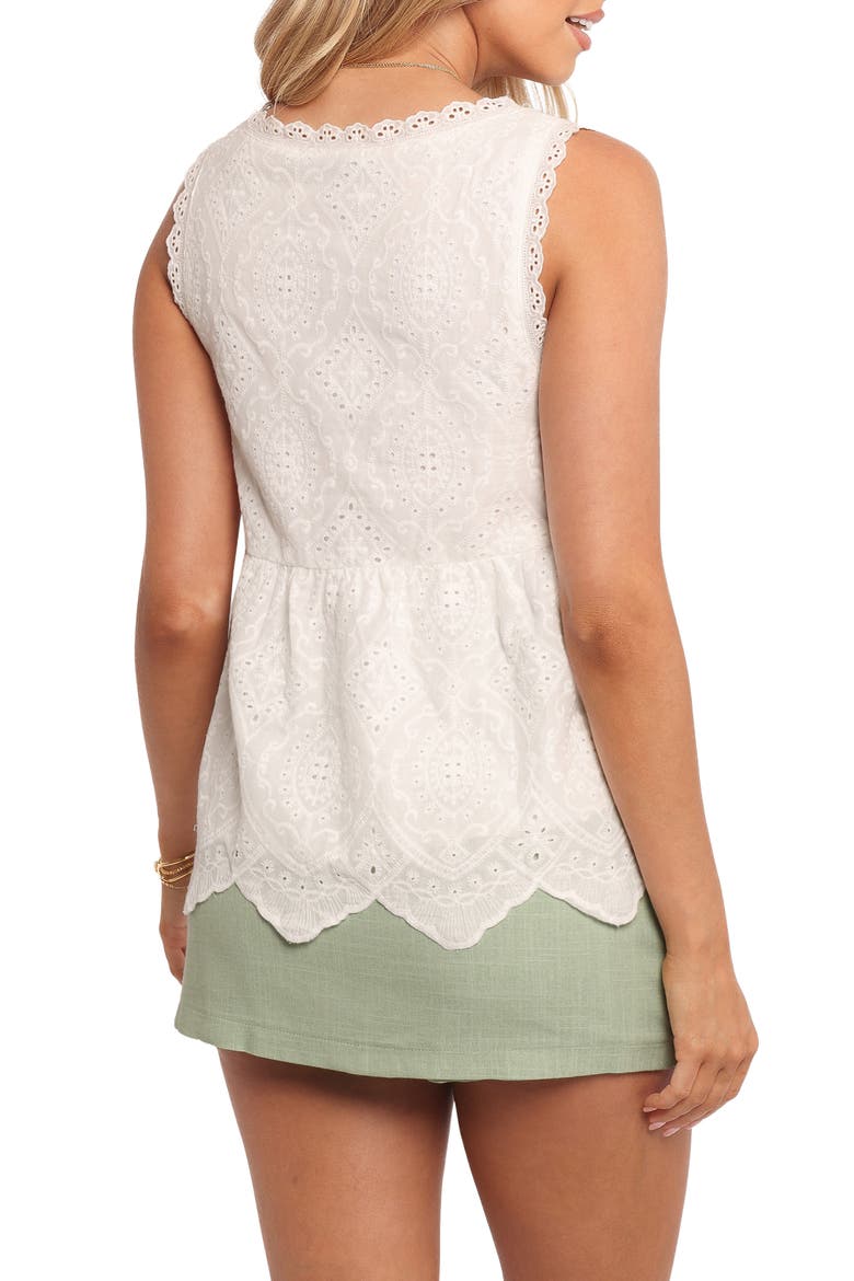 Snezana Embroidered Eyelet Button-Up Tank, Alternate, color, WHITE
