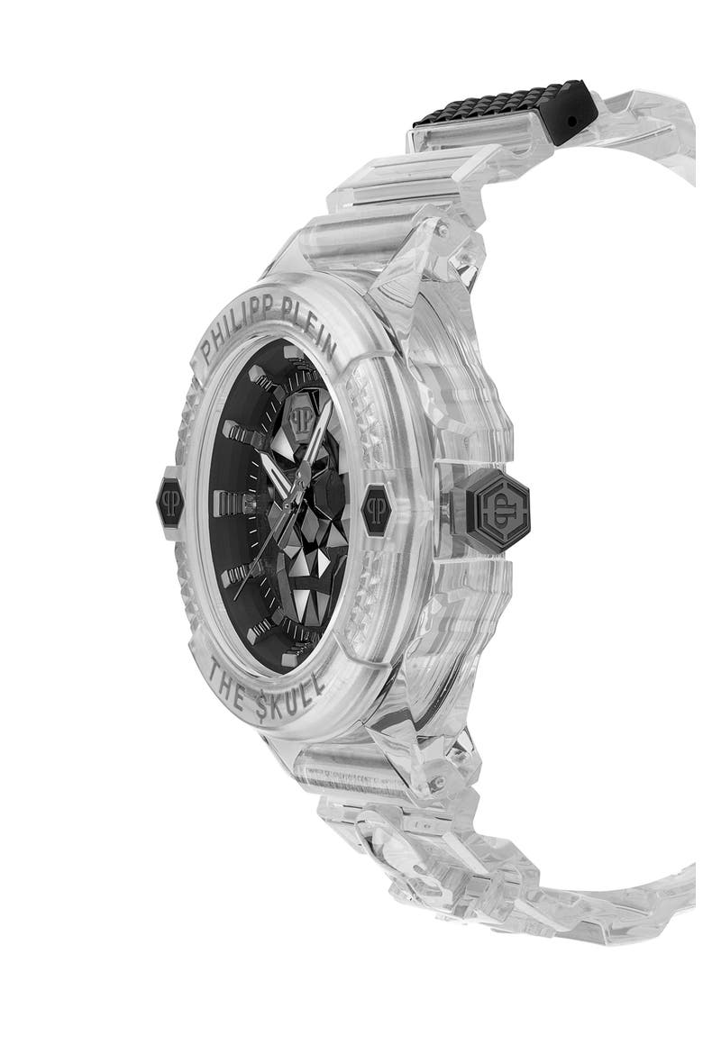 The Skull Plastic Strap Watch, 44mm, Alternate, color, TRANSPARENT