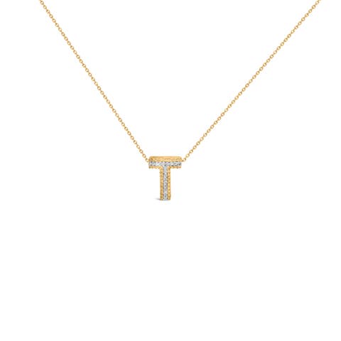 Yellow Gold Vermeil Diamond Accent "A-Z" Initial Bubble Pendant Necklace