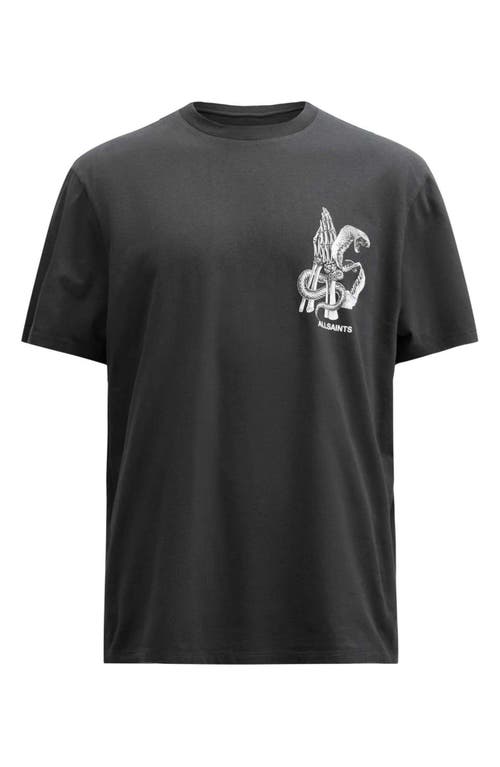 Allsaints Asp Graphic T-shirt In Washed Black