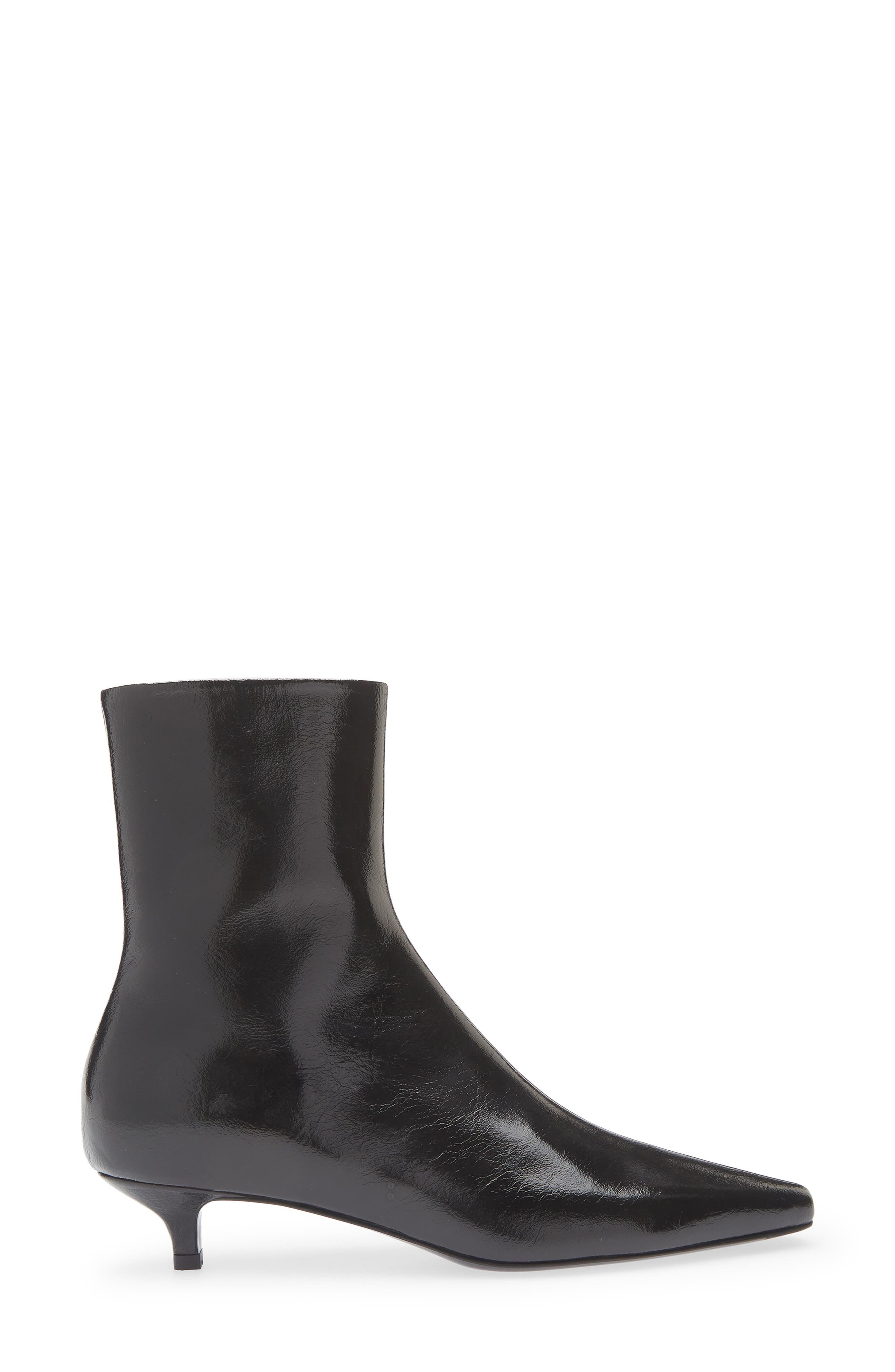 TOTEME Slim Kitten Heel Pointed Toe Bootie, Alternate, color, Black