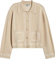 Wit & Wisdom Dot Stripe Collar Cardigan