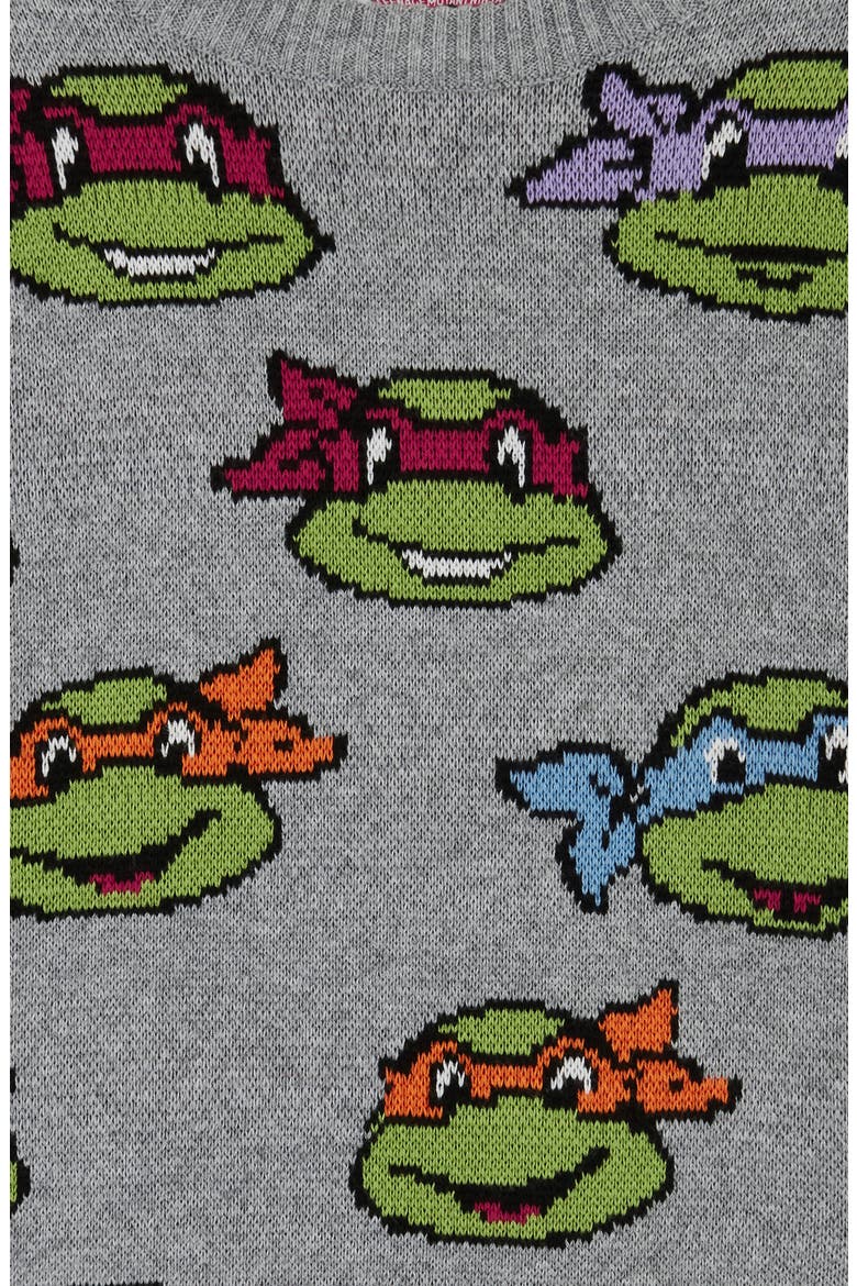 x Teenage Mutant Ninja Turtles® Jacquard Sweater, Alternate, color, GREY TURTLES