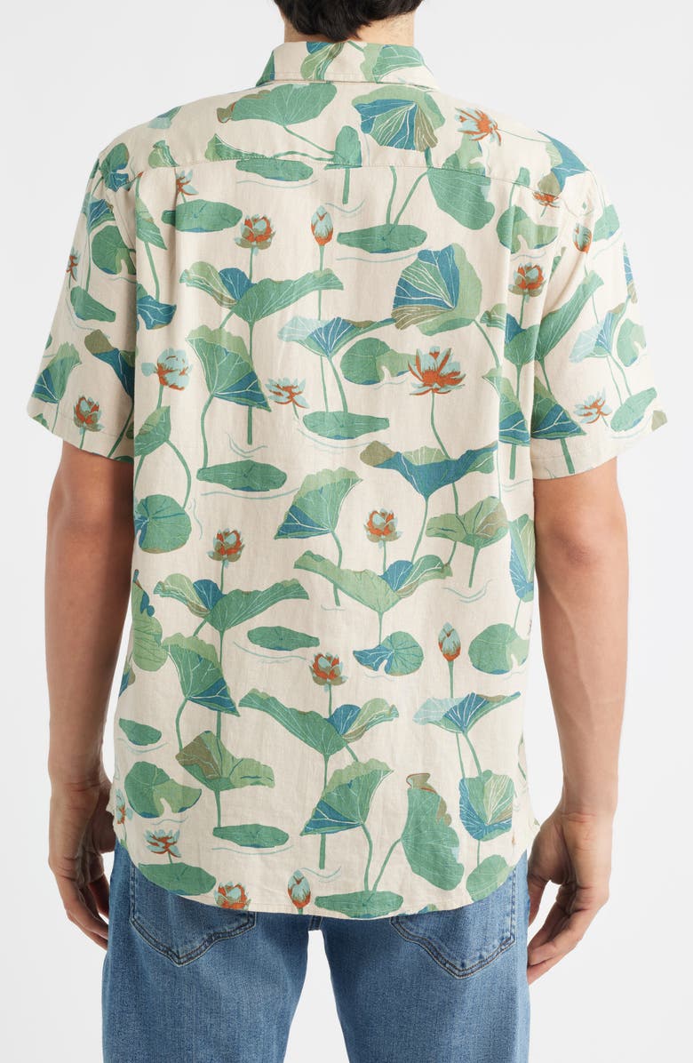 Pendleton Dawson Short Sleeve Linen Blend Button-Up Shirt, Alternate, color, Lily Pad Tan