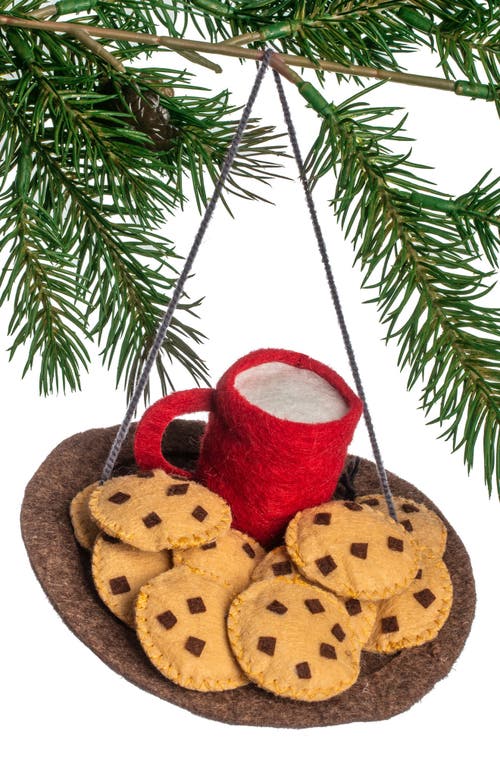 Silk Road Bazaar Handmade Plate Of Cookies Felted Wool Ornament In Brown