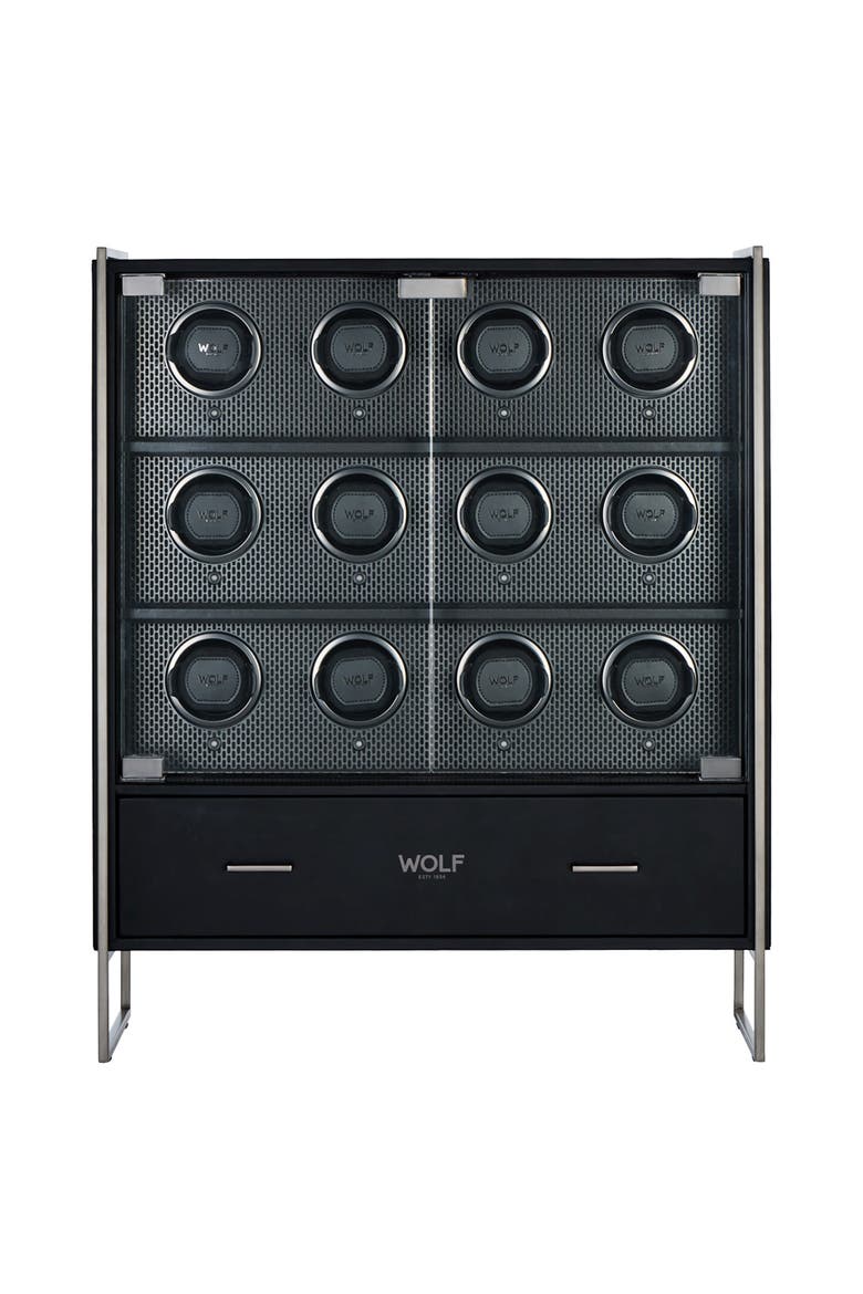 Axis 12 Piece Watch Winder Cabinet, Main, color, Powder Coat