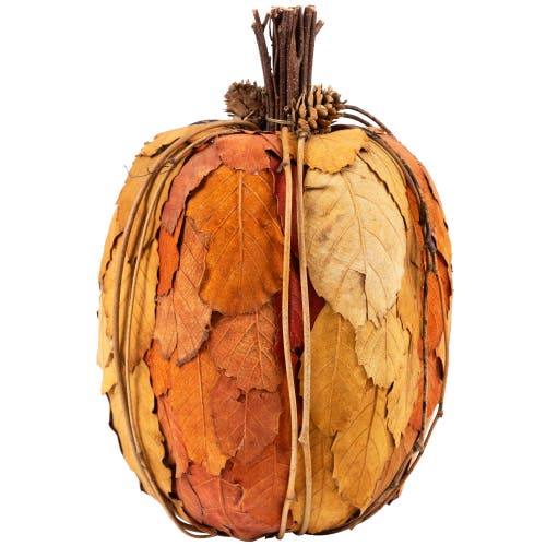 Northlight Layered Leaves Fall Harvest Pumpkin With Pinecones Decoration In Orange