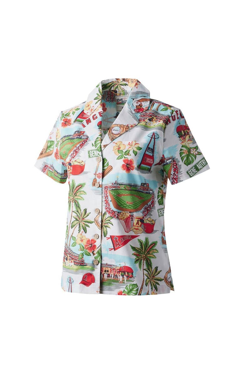 Reyn Spooner Women's Reyn Spooner White Los Angeles Angels Scenic Camp Button-Up Shirt, Alternate, color,