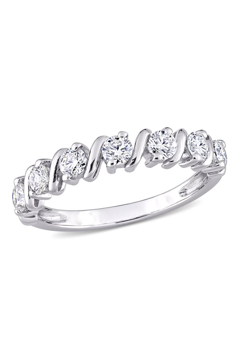 Moissanite Swirl Anniversary Band, Main, color, Sterling Silver