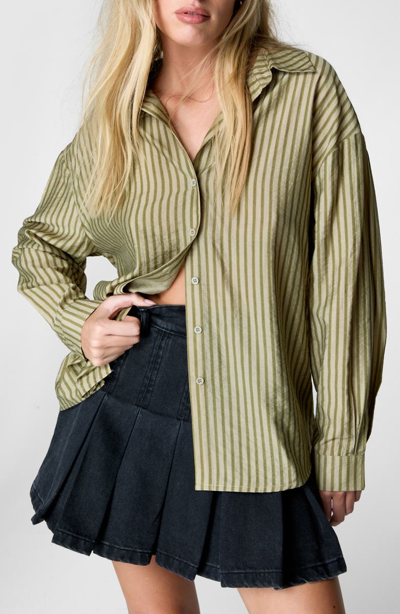 NASTY GAL Stripe Oversize Button-Up Shirt, Alternate, color,
