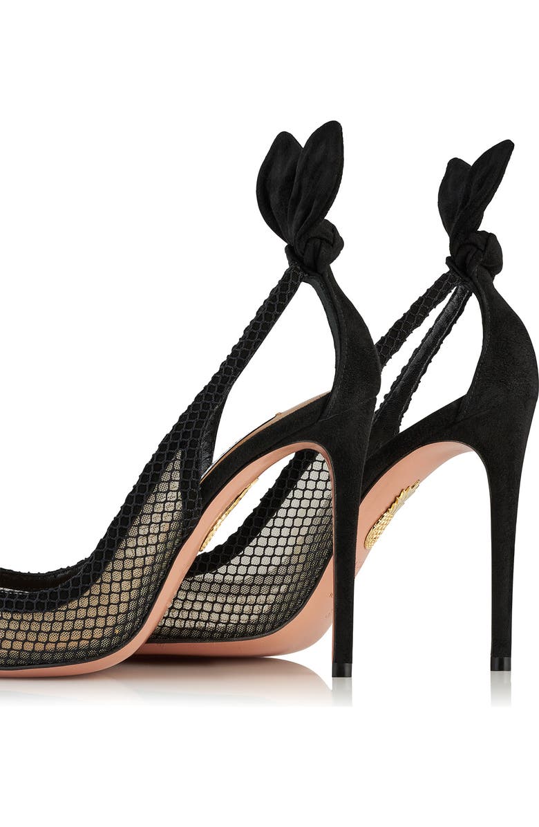 Aquazzura Bow Tie Mesh Pointed Toe Pump, Alternate, color,
