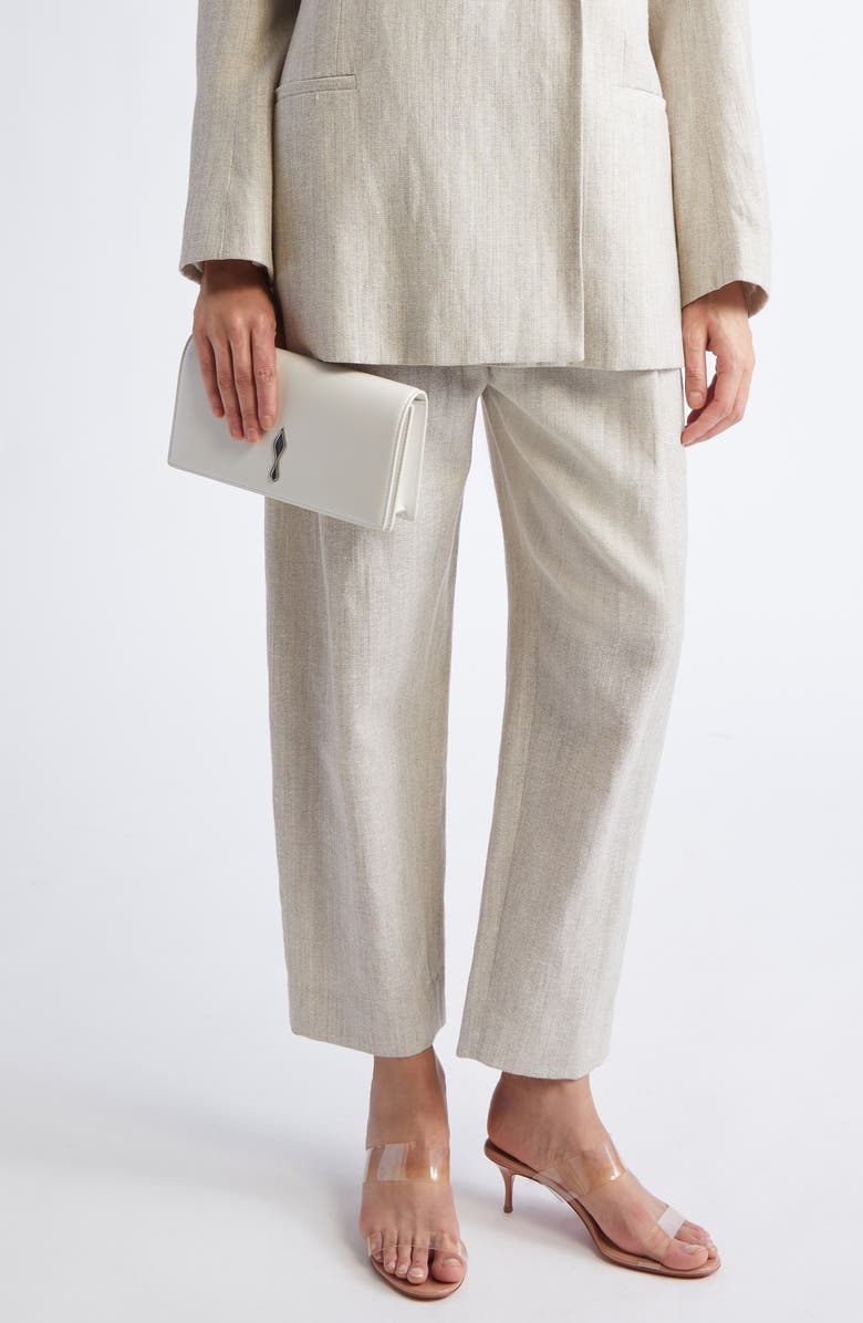 Christian Louboutin Bettina Leather Clutch, Alternate, color, White/ Silver