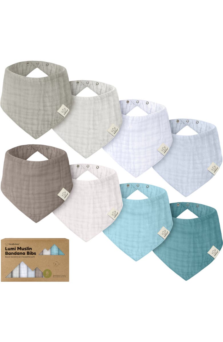 KeaBabies 8-Pack Lumi Muslin Bandana Bibs, Main, color, Nimbus