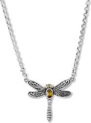 SAMUEL B. Sterling Silver & 18k Gold Dragonfly Pendant Necklace