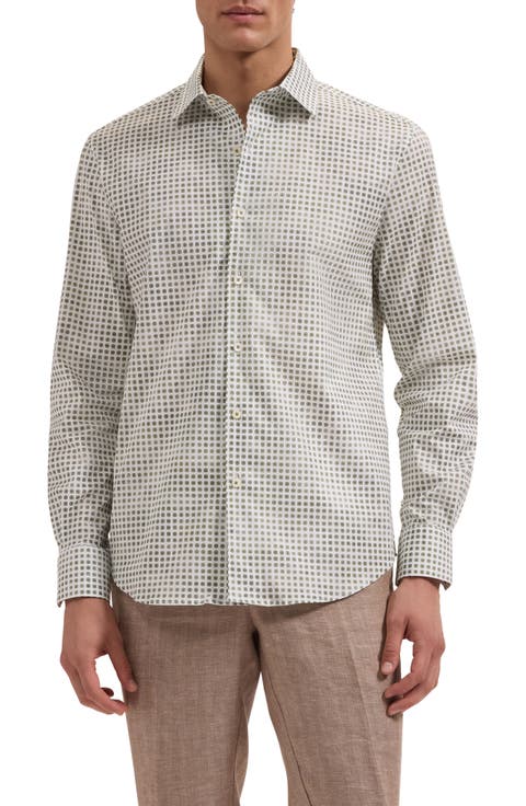 Alvin Shaped Fit Geo Print Button-Up Shirt