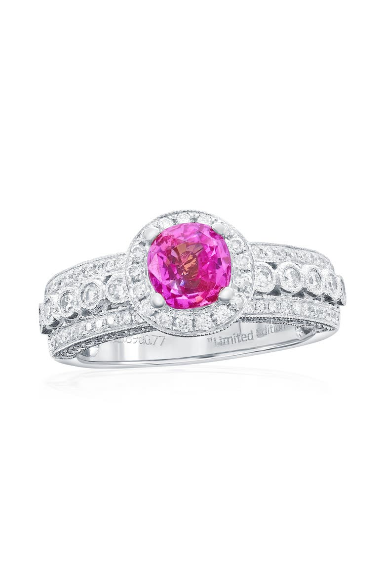 14K White Gold 0.89ct Pink Sapphire & 0.77cttw Diamond Ring, Main, color, Pink