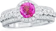 SOUZANA by Suzy Levian 14K White Gold 0.89ct Pink Sapphire & 0.77cttw Diamond Ring