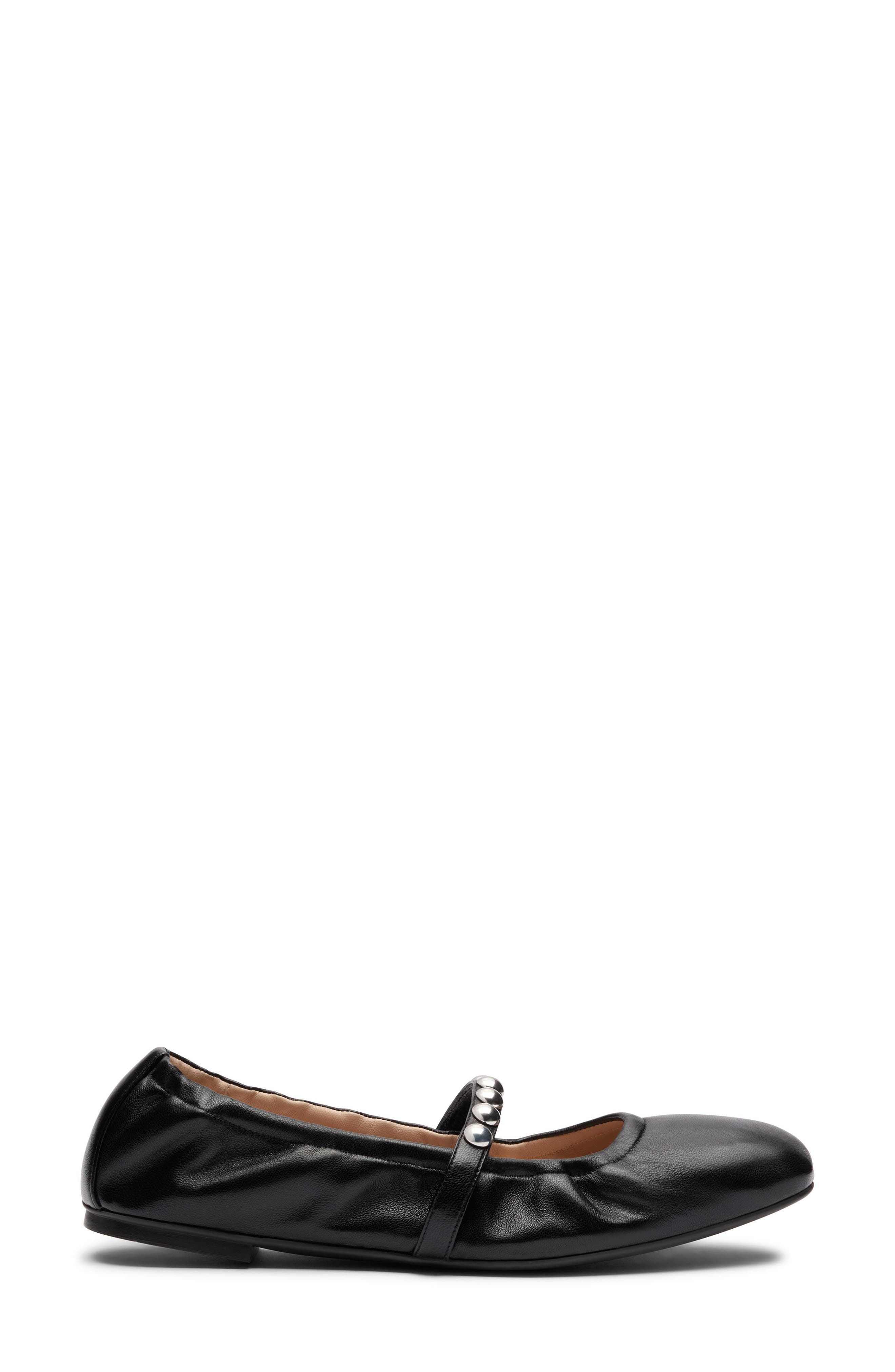 Goldie Stud Ballet Flat, Alternate, color, BLACK NAPPA