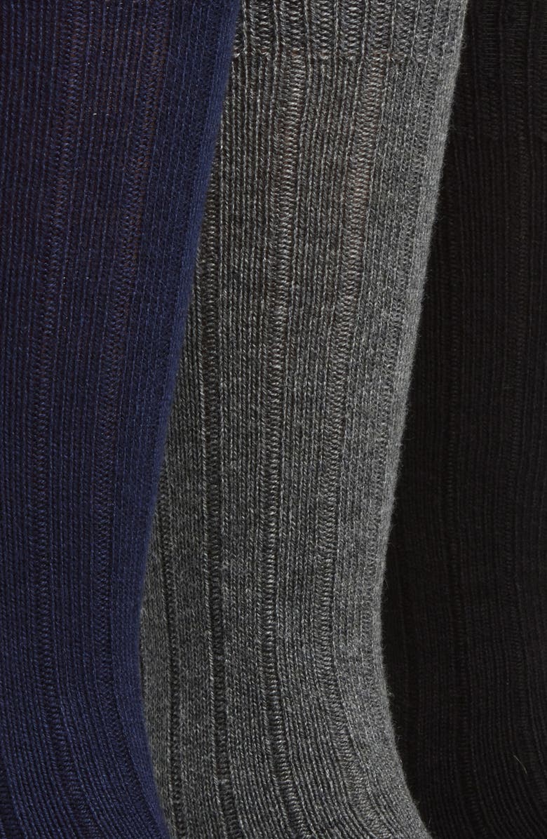 Nordstrom Assorted 3-Pack Cotton Blend Crew Socks, Alternate, color, Black Navy Grey