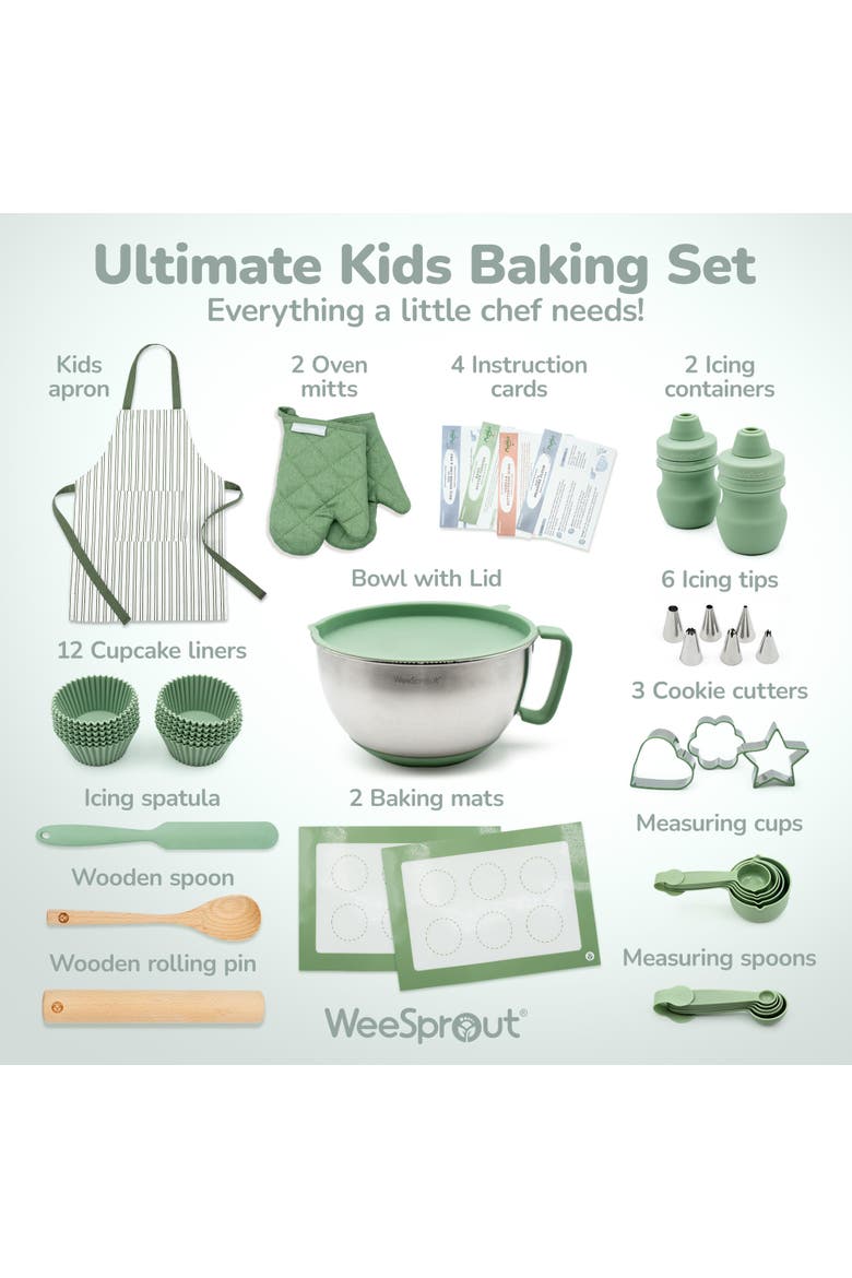 Little Chef Kids Baking Set, 38 Pieces, Alternate, color, Green