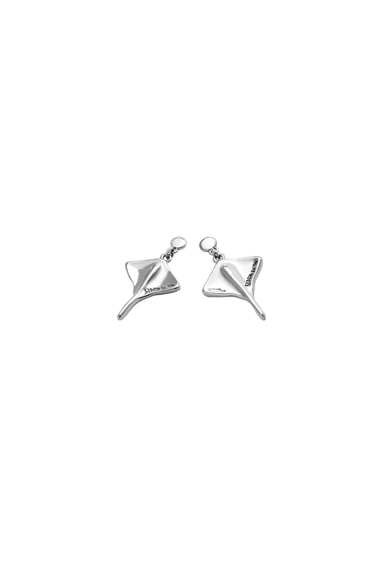 Sterling Silver Plated Short Earrings with Manta Ray Figure, Alternate, color, Silver