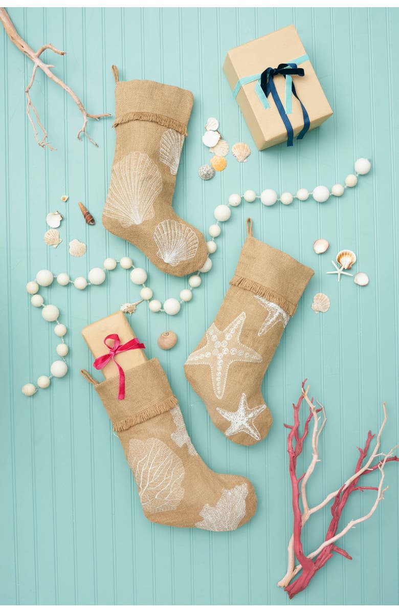C&F Home Starfish Beige Hanging Christmas Stocking 20", Alternate, color, Beige