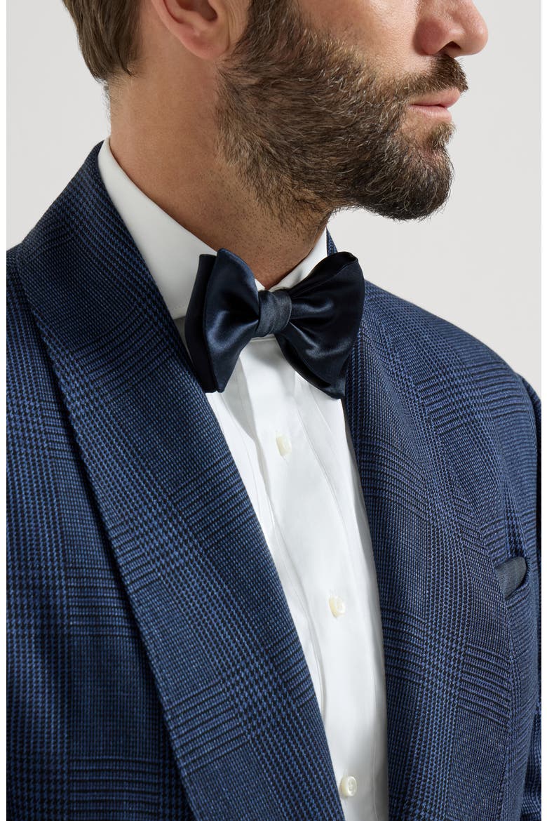 Cotton and silk satin bow tie, Alternate, color, Night