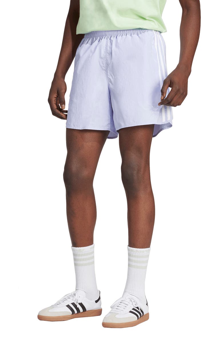 adidas Originals 3-Stripes Sprinter Shorts, Main, color, Violet Tone