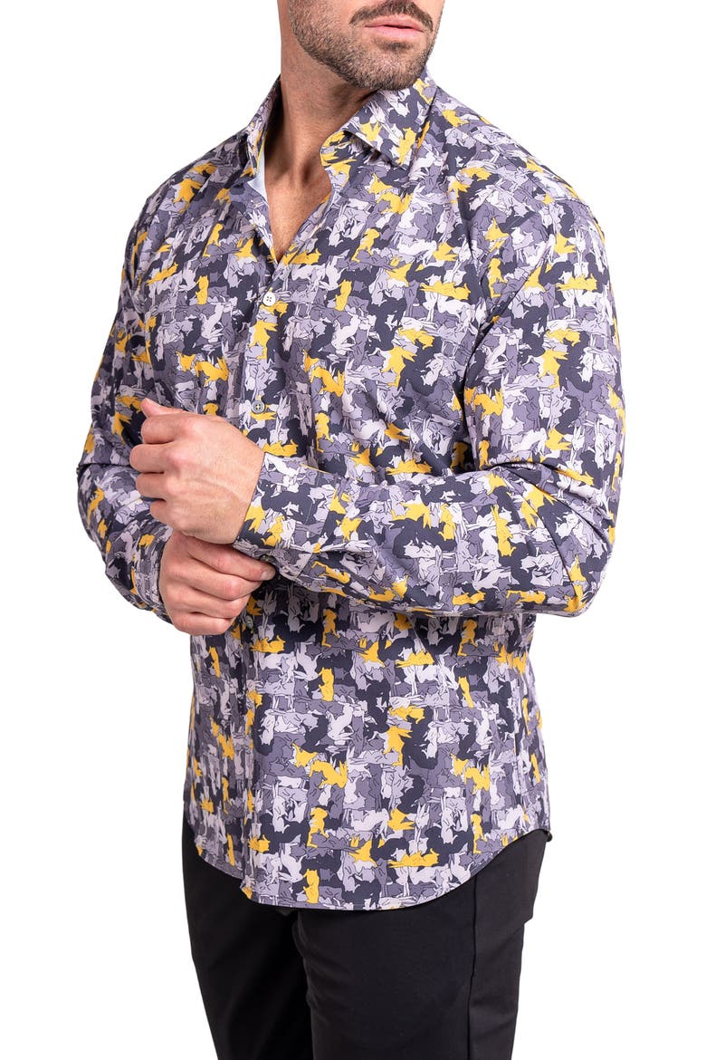 Fibonacci Ascension Contemporary Fit Button-Up Shirt, Alternate, color, GREY