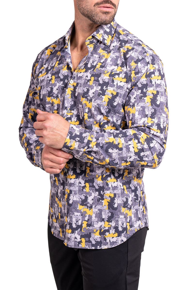 Maceoo Fibonacci Ascension Contemporary Fit Button-Up Shirt, Alternate, color, Grey