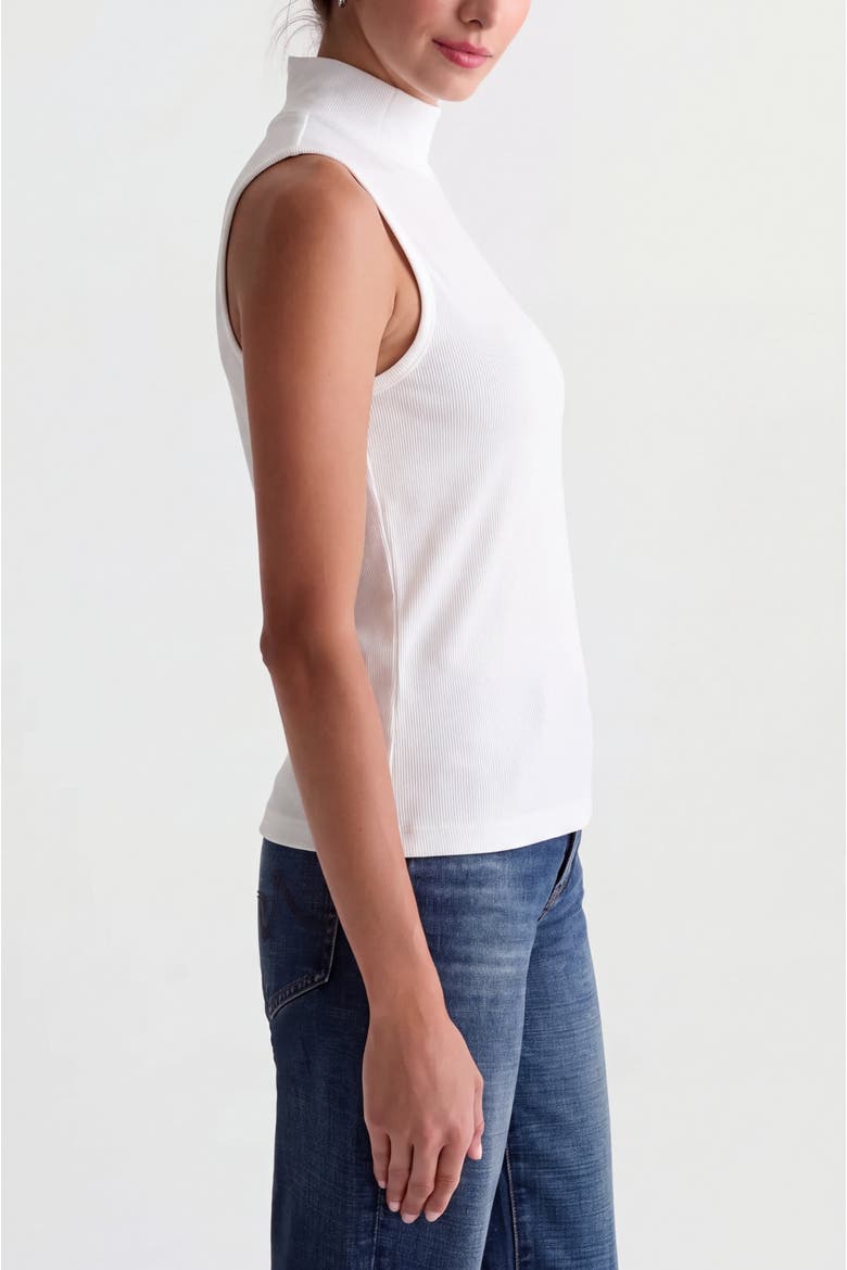 Ribbed Mock Neck Sleeveless Top, Alternate, color, White