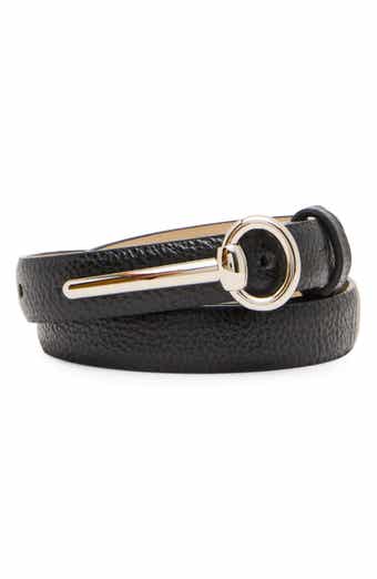 Skinny Horse-Bit Faux Leather Belt