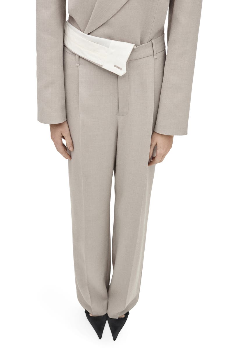 MANGO Foldover Waist Straight Leg Suit Pants, Main, color,