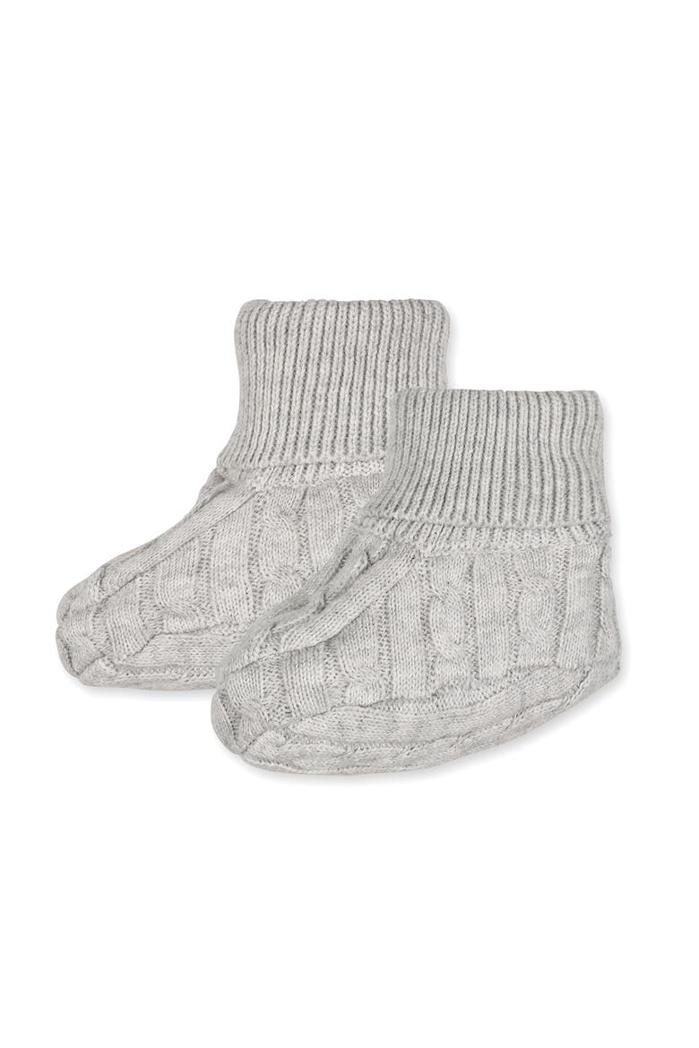 Organic Sweater Beanie and Bootie 2-Piece Set, Alternate, color, Light Gray Heather Cable
