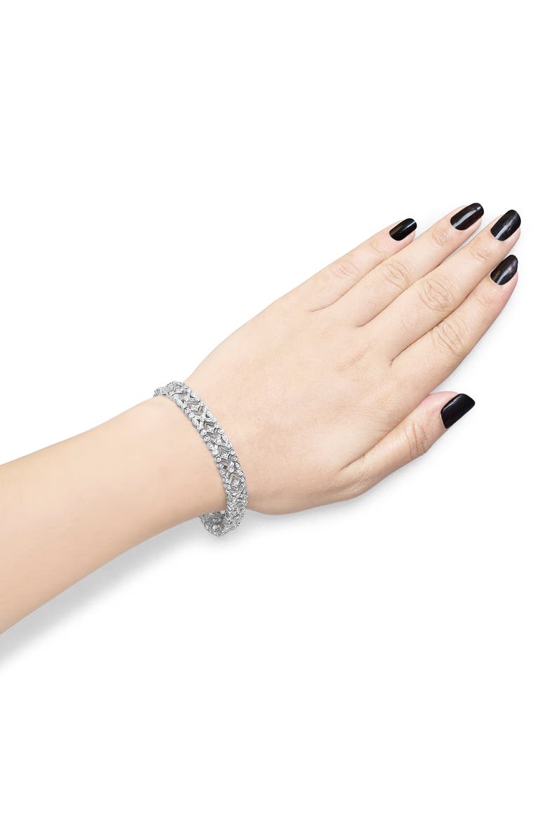 Haus of Brilliance 18K White Gold 3 3/4 Cttw Diamond Art Deco Link Bracelet, Alternate, color, White